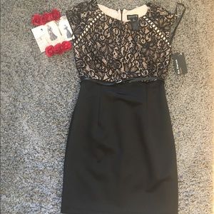 NWT Black Lace dress with nude lining